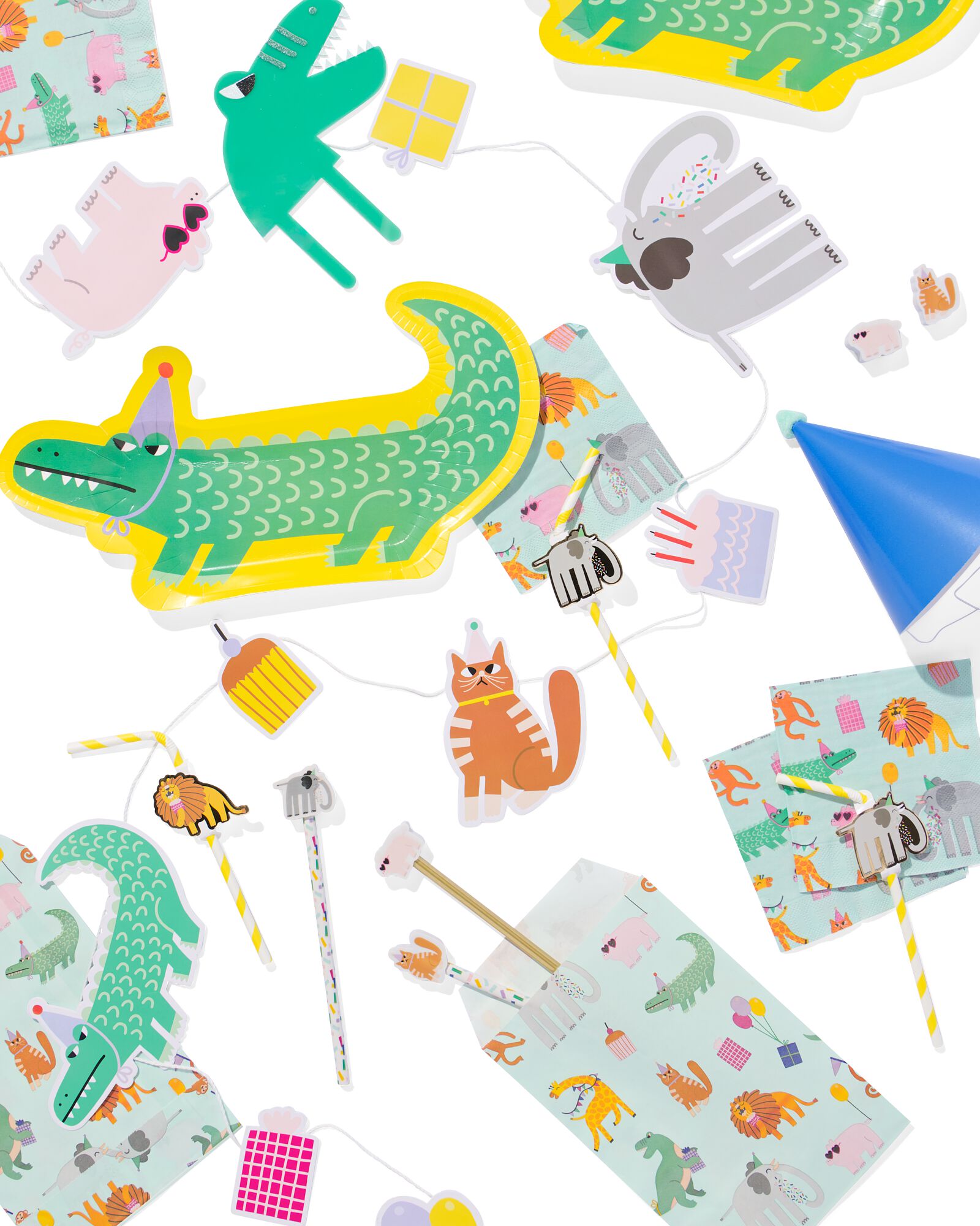 pailles en papier animaux festifs - lot de 10 - 14250090 - HEMA
